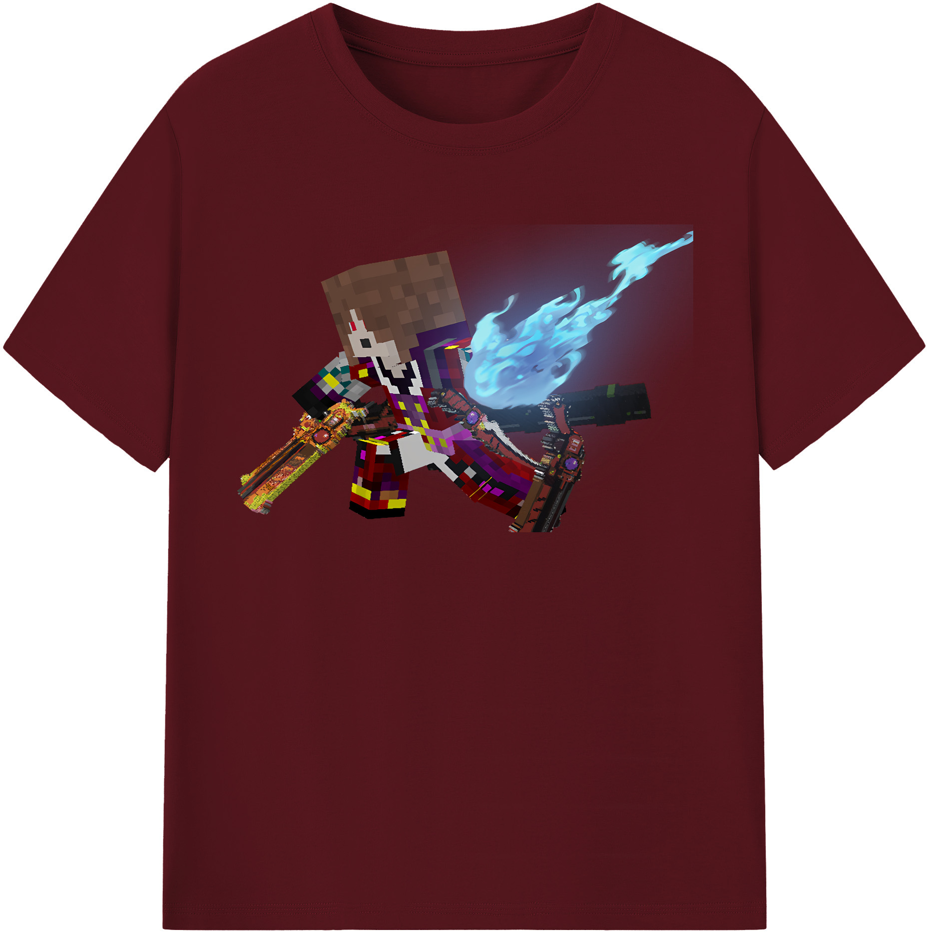 （画像用） マインクラフト ブロックの世界 Minecraft MC Block world 綿100％半袖Tシャツ（フロントプリント）